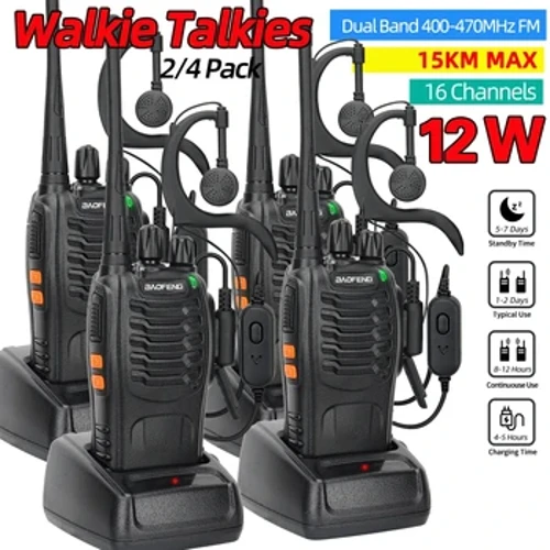 2/4PCS Baofeng BF-888S 12W Walkie Talkie Dual Band Φορητό Long Range Standby UHF 400-470MHz USB Ham Two Way Radio for Hunting