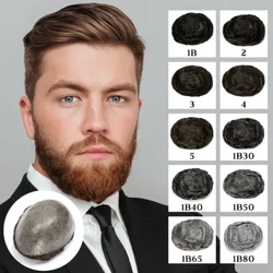 Gwallt Dynol Indiaidd Dynion Wig Toupee Ar gyfer Dynion Dynion Prothesis Capilari Gwallt Wig Gwryw 130% Dwysedd 0.1-0.12 Trwch Croen Gwallt Wig