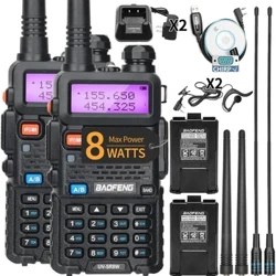 1/2PCS BaoFeng UV-5R 8W Tri-Power Walkie Talkie Ad Alta Potenza Dual Band A Lungo Raggio 128 CH Tenuto In Mano Portatile UV 5R Ham Radio A Due Vie