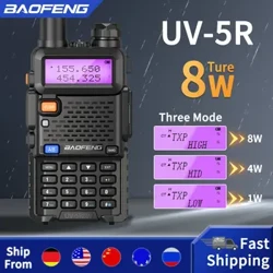 Baofeng Walkie Talkie UV 5R 5W 8W Ham Band Deuol Two Way Radio Vhf Uhf FM Radio Handheld Transceiver Hela 16KM
