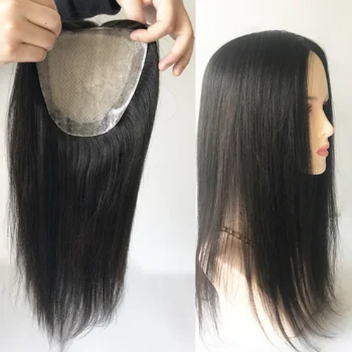 Peruca base de pele de seda, 15x16cm, com 2 cm pu em torno do cabelo humano virgem europeu, peruca com clipes para mulheres, 12x13cm