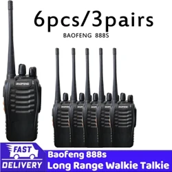 cyfanwerthu walkie talkie 6pcs BF 888s UHF 400-470MHz ystod hir radios dwy ffordd baofeng 16 sianeli USB codi tâl gyda earpiece