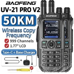 2PCS Baofeng UV-21 Pro Walkie Talkie Tri-Band Simsiz göçürme ýygylygy uzyn aralyk 999CH ýokary güýçli UV 5R Ham iki taraplaýyn radio