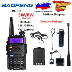 Baofeng UV-5R rádio uv5r 5w walkie talkie uv 5r 8w rádio presunto fm vhf uhf com fone de ouvido 1800mah bateria