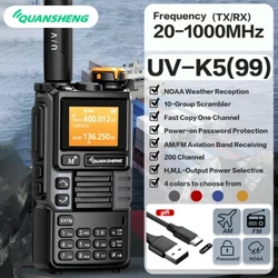 Quansheng UV-K6 Walkie Talkie 5W Air Band Radio Typ C Laddning UHF VHF DTMF FM Scrambler NOAA trådlös frekvens Tvåvägs CB-radio