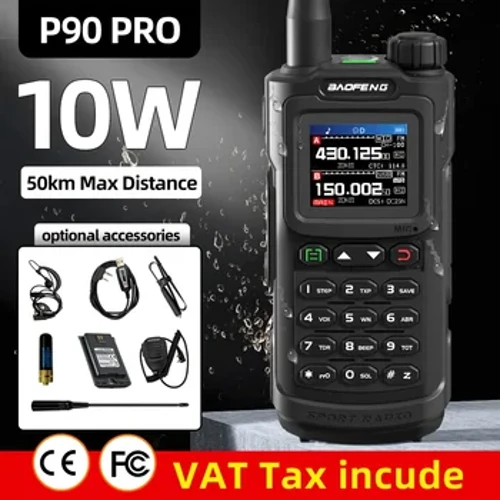 2023 Bộ Đàm Baofeng P90 Pro Bộ Đàm Tầm Xa Di Động 1000 Kênh Hàm FM Radio UHF VHF USB-C Sạc 2 chiều Chống Thấm Nước