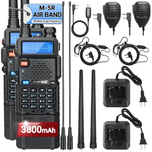 1/2PCS Baofeng M-5R Walkie Talkie Air Band 3800mAh Ma'a Kopi Uisa Fa'asolo Va'ava'a Umi AM Ham UV-5R K5 Lua Ala Leitio