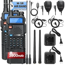 1/2 Pcs Baofeng M-5R Walkie Talkie Air Band 3800mAh Baterai Nirkabel Frekuensi Salin Jarak Jauh AM Ham UV-5R K5 Radio Dua Arah