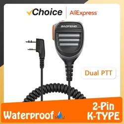 Baofeng UV-5R PTT Suw geçirmeýän UV-9R Walkie Talkie gürleýjisi radio mikrofony Keenwood UV-82 UV16 888S üçin 2 pinli görnüşli elde işleýän mikro