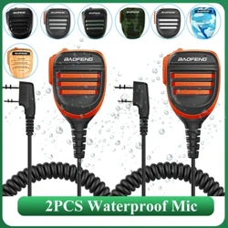 2PCS Baofeng Walkie Talkie Siaradwr Mic dal dwr meicroffon PTT Ar gyfer UV-5RH DM-1701 UV-17 UV-K5 UV-K6 UV18 Pro Radio Affeithwyr
