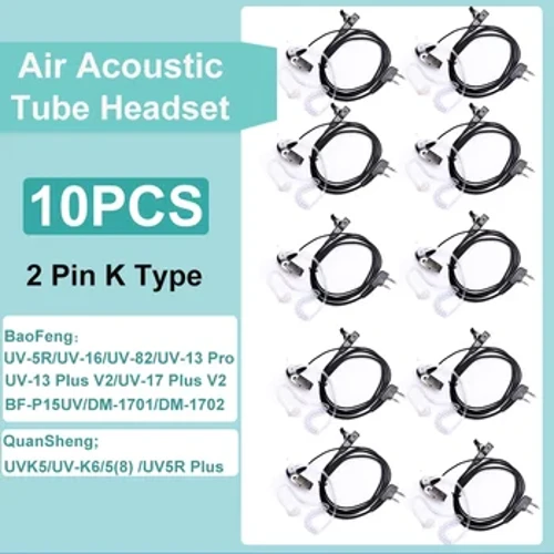 QuanSheng UV5R Plus Headset Fuaimiúil UVK5 Baofeng Walkie Talkie UV5R UV82 UV-S9 Plus Tube Aeir Earpiece UV-16 Pro UV-13 Pro Raidió
