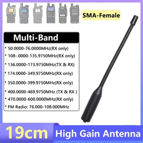 Antenne talkie-walkie à Gain élevé SMA-femelle double bande 19cm antenne multibande pour Baofeng UV-5RH Quansheng UV-K6 K5 Radio bidirectionnelle