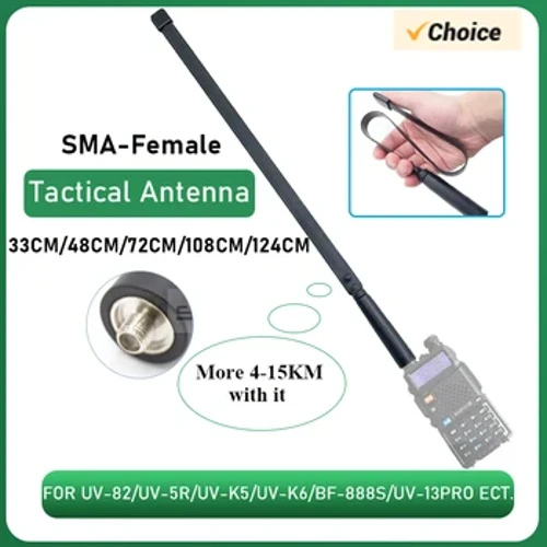 Bộ Đàm CS Chiến Thuật Ăng Ten Cuộn Dây Tải UV-K5 UV-K6 Có Thể Gập Lại Ăng-ten VHF UHF Cho UV-18 Pro DM-1701 UV-5RH Bộ Đàm Phụ Kiện