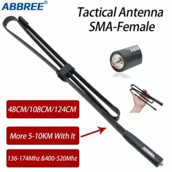 ABBREE CS тактичка антена SMA-женска со двоен опсег VHF UHF 144/430 Mhz која се преклопува за воки токи Baofeng UV-13 PRO UV-5R UV-82 888S