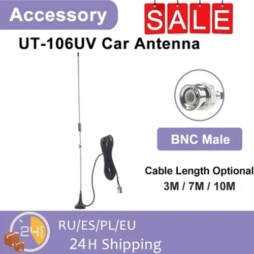 UT-106UV Radio Bilantenne BNC Magnetisk Antenne Dual Band UHF VHF136-174Mhz/400-520Mhz Walkie Talkie Tilbehør Icom IC-V8 HT-66