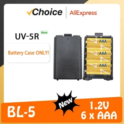 ʻO Baofeng UV-5R ʻO ka pahu pahu BL-5 AAA ʻo Shell Hoʻonui ʻia ka hale pākaukau AA no UV-5R DM-5R UV-5RE Walkie Talkie Mea Hana