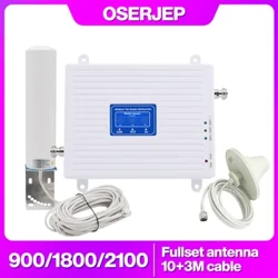 Fullset Tri-Band Band8/3/1 900/1800/2100 Versterker GSM WCDMA UMTS LTE 900Mhz 1800MHz 2100MHz Booster Repeater + 360 Antenne