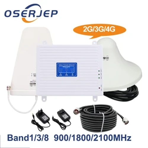 2G 3G 4G Tri-Band 900 1800 2100 MHz Repeater GSM WCDMA UMTS LTE Booster Triband 900/1800/2100 Versterker + Log/Panel Antenne