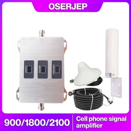 900Mhz 1800MHz 2100MHz Band1/3/8 Cellulaire Versterker TriBand GSM DCS WCDMA LTE 2G 3G 4G Mobiele Repeater + Antenne