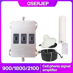 900Mhz 1800MHz 2100MHz Band1/3/8 Cellulaire Versterker TriBand GSM DCS WCDMA LTE 2G 3G 4G Mobiele Repeater + Antenne