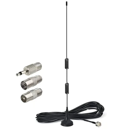Sylfaen Magnetig Antena AM/FM Antena Radio FM ar gyfer Fideo Dan Do gyda 3 Adapter Tiwniwr Derbynnydd Stereo Theatr Gartref