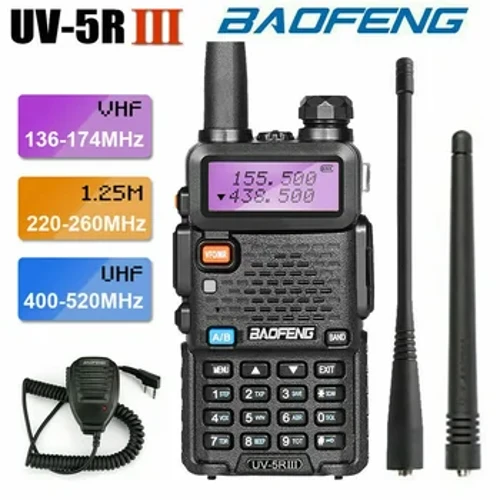 BAOFENG UV-5R III 1800 mAh Tri-Band VHF/UHF Walkie Talkie Tragbares CB Wasserdicht Zwei-Wege-Radiosender HF-Transceiver Zwei Antennen