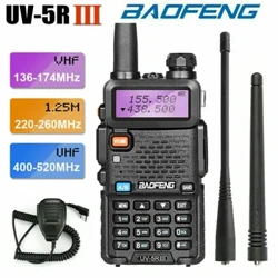 BAOFENG UV-5R III 1800mAh Tri-Band VHF/UHF Walkie Talkie Portabil CB Impermeabil Stație radio bidirecțională HF Transceiver Două antene