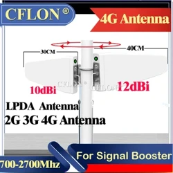 12dBi/10dBi 4G Antena Awyr Agored 700~2700mhz N-Benyw Log-cyfnod GSM Antena LPDA ar gyfer Modem Ailadroddwr GSM 2g 3g 4g Atgyfnerthu Signalau