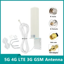 Band Eang Awyr Agored IP67 gwrth-ddŵr 5G 4G LTE 3G GSM Cynnydd Uchel 18dbi 600~2400~4900Mhz Antena Llwybrydd WiFi Omni ar gyfer Rhwydwaith Di-wifr