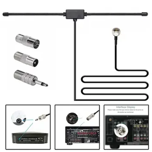 Antena Radio FM Antena Dipole FM Kanggo Sistem Musik Stereo Receiver Radio FM Ngarep Stereo Audio Video Home Theater Receiver