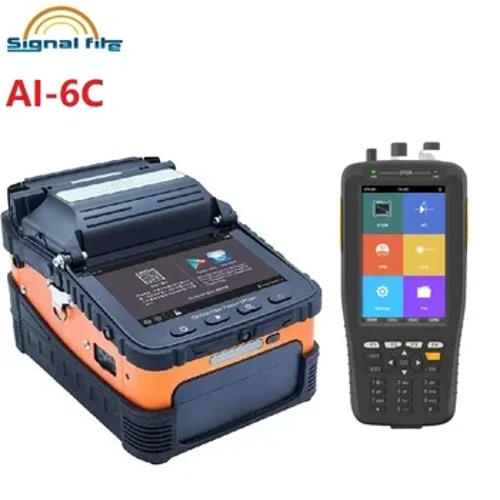 AI-6C FTTH Glasvezel Splicing Machine Optische Vezel Fusion Splicer 1310/1550/1610nm OTDR Met OPM VFL lichtbron