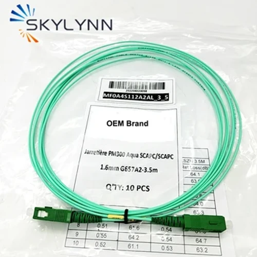 Chapa ya Kiwanda cha OEM Pcs 100 SC/APC-SC/APC Hali Moja G657A2 Simplex 1.6mm Urefu wa Mita 3.5 Patch ya Fiber Optic Cord Aqua LSZH