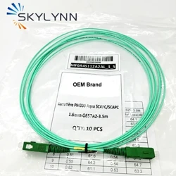 Фабрычная марка OEM, 100 штук SC/APC-SC/APC, аднамодавы G657A2, сімплекс, 1,6 мм, даўжыня 3,5 метра, валаконна-аптычны патч-корд Aqua LSZH