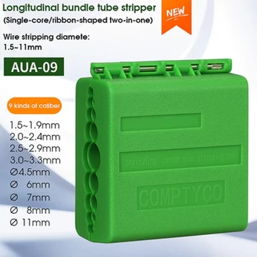 COMPTYCO AUA-09 Fiber Optic Ribbon Optic Cable Stripper 1.5-11mm Longitudinal Center Kituo cha Kuvua Bomba Tool Tube Slitter Green
