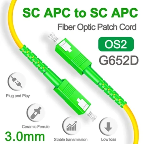 3,0 mm SC APC Fiberoptisk Patch Jumper Kabelledning Enkelmodus Simplex 1m 3m 5m PVC SM 1310/1550nm FTTH