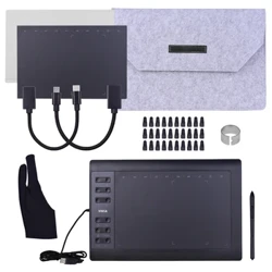 10x6 palcový grafický tablet Podpora připojení k PC/notebooku Kompatibilní s Windows Mac pro online kurz navrhování malování