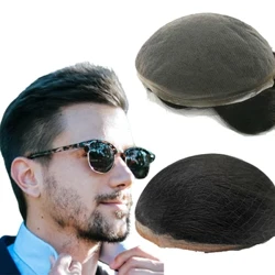 YANAHAIR Toupee vīriešiem 8x10 matu gabaliņi vīriešu šinjonu nomaiņai 100% Eiropas īsto cilvēku matu mežģīņu sistēma