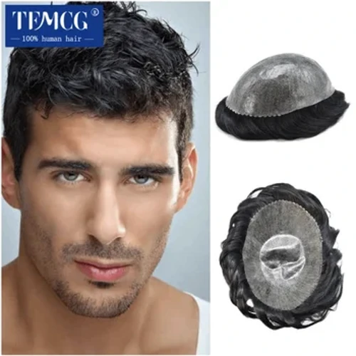 Kane lauoho prosthesis piha 'ili ili PU Toupee kane mau wigs no na kane 100% maoli kanaka lauoho System Unit Capillary prosthesis