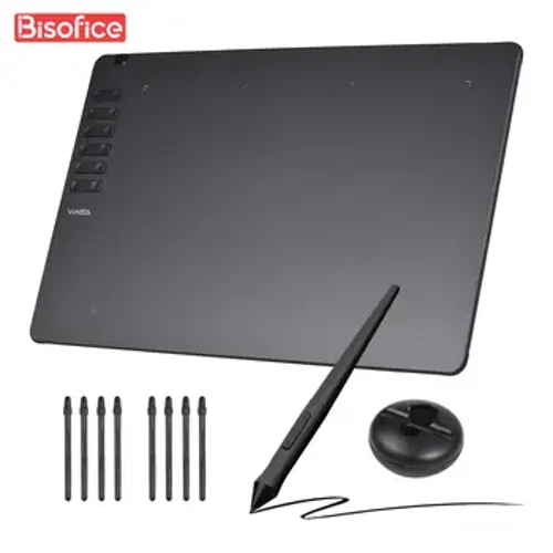 VINSA Graphics Drawing Tablet 330 Ultra-thin Art Creation Sketch with Battery Stylus 8 Pens Pens 8192 Steps Pressure