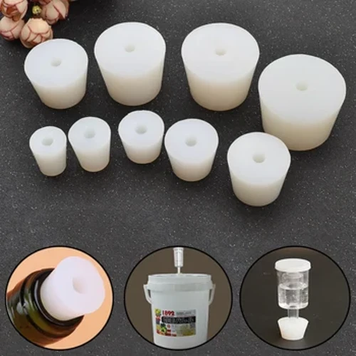 Bouchon en Silicone avec trou de 8mm pour Valve de sas, barboteur, Valve d'échappement de Fermentation, bouchon en caoutchouc de Silicone, 1 pièce