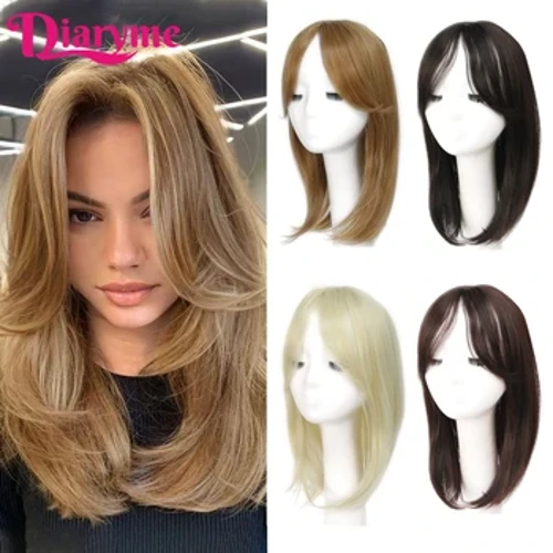 Head Top Pekeng Piraso ng Buhok Synthetic Straight Topper Wig Reissue Block Toupee Replacement Wig Clip Sa Mga Extension ng Buhok Pekeng Buhok