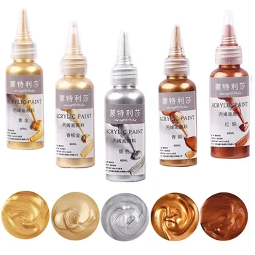 Fém akril festék gyanta pigment 60 ml arany ezüst réz gipsz baba horog vonal paszta ékszer készítés kézzel készített barkács színező