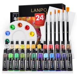 Akrylmaling 12/24 farver 12ml Tube Akrylmaling Sæt Maling til stof Tøjmaling Rich Pigmenter til kunstnere Maleri