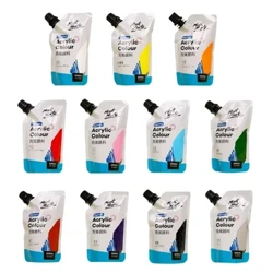 Kunst akrylmaling, 11 farver akrylmaling, 100 ml pose, rigpigmenteret, vandtæt akrylmaling til kunstnere, begyndere