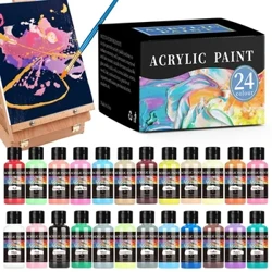 30ml 24-dath Uisce-bhunaithe Lí Aicrileach Cloch Líníocht Maisiúil Uiscedhathanna Ealaíne Mac Léinn Péinteáil Balla Uiscedhath