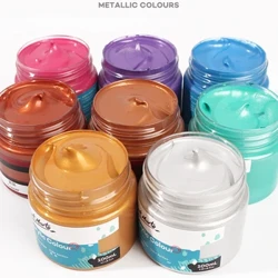 Vernice acrilica metallizzata, flaconi da 100 ml/3,38 once, pigmenti ricchi, vernice metallizzata con intensità di colore intensa - per molte superfici che non sbiadiscono