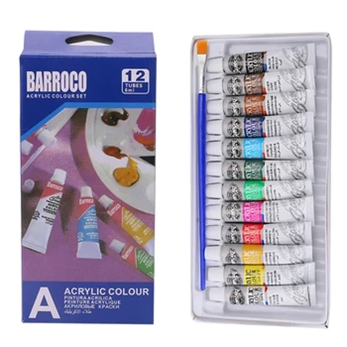 6 ml 12 Color Professional Akryylimaalit Setti Käsinmaalatut seinämaalausputket Artist Draw Painting Pigment Free Brush