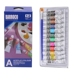 6 ml 12 Farben Professionelles Acrylfarben-Set Handbemalte Wandfarbentuben Künstler Malen Pigment Kostenloser Pinsel