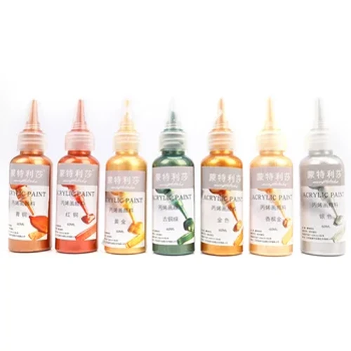 60ml Goldfaarf Metallic Acrylfaarf waasserdicht net verschwannen DIY gemoolt Pigmenter