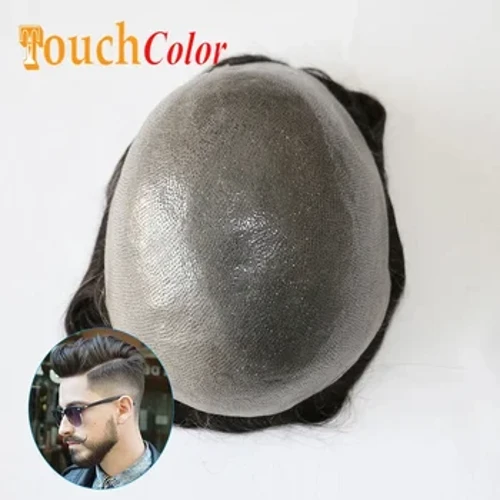 Clymau Anweledig 0.06mm Dynion Wig Croen Tenau Sylfaen Gwallt Dynol Naturiol Dynion System Gwallt Toupee Man Wig Prosthesis Gwallt Ewropeaidd